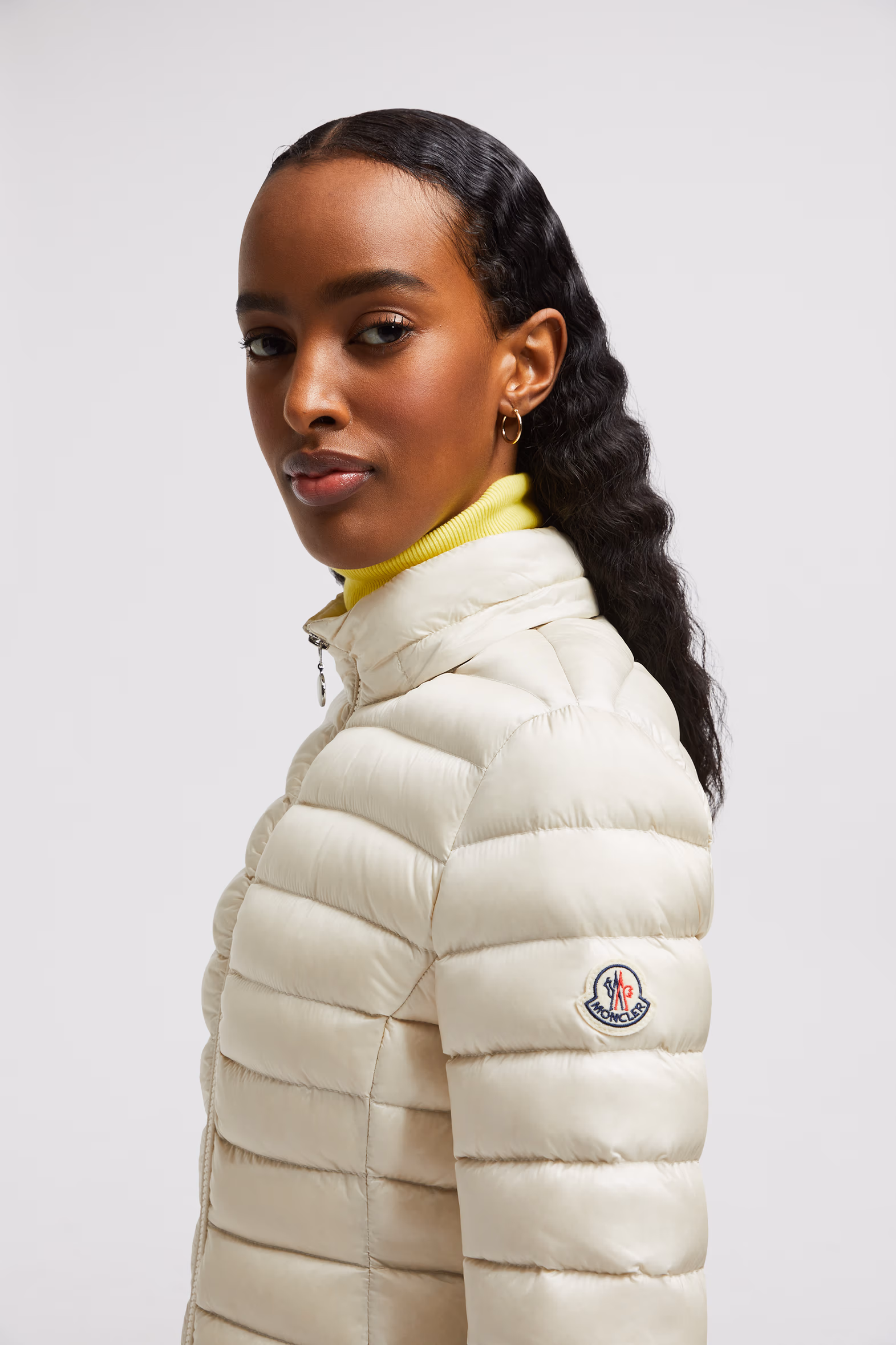 Plumífero largo con capucha Igelong Mujer Blanco Marfil Moncler 4